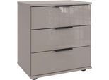 Nachtkommode WIMEX "Saigon", grau (saharagrau), B:52cm H:58cm T:38cm, Holzwerkstoff, Sideboards, Nachtkommode, mit 3 Schubladen, wahlweise Glas-oder Spiegelfronten