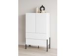 Wäscheschrank OTTO HOME "Jukon, moderner griffloser Kleiderschrank, Metallfüsse, Made in Europe", weiß, B:90cm H:150cm T:50cm, Dekorfolie, FSC-zertifizierter Holzwerkstoff, Metall, Schränke, Wäscheschrank, Mehrzweckschrank,2 Schubladen, 2 Türen, FSC-zertifiziert