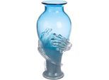 Tischvase CASABLANCA BY GILDE "Vase Wave blau", blau, B:23cm H:50cm T:23cm Ø:23cm, Glas, Vasen, Tischvase