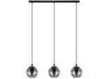 EGLO Pendelleuchte "ARISCANI", schwarz (schwarz, transparent), 3, H: 110cm, 1 Stk., Leuchten, Lampe für Esstisch, Hängeleuchte, Rauchglas schwarz transparent, E27, Pendelleuchte