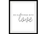 Bild QUEENCE "Liebe", schwarz (farbe rahmen: schwarz, farbe bild(er): schwarz), B:50cm H:70cm T:3cm, Acrylglas, Holz, Papier, Bilder, Bild, HD Premium Poster-Druck inkl. Holzrahmen