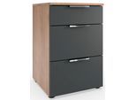 Nachtkommode WIMEX "Level by fresh to go", schwarz (front graphit, korpus plankeneiche nachbildung), B:41cm H:61cm T:41cm, Holzwerkstoff, Sideboards, Nachtkommode, 3 Schubladen mit soft-close Funktion, 41cm breit, 61cm hoch