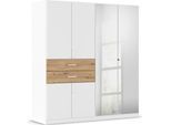 Drehtürenschrank RAUCH "Maika", weiß (alpinweiß, eiche artisan), B:181cm H:197cm T:54cm, Holzwerkstoff, Schränke, Drehtürenschrank, mit Spiegel, 2 Schubladen, in verschiedenen Breiten, Höhen und Farben