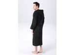 Unisex-Bademantel KANGAROOS "Cassidy, für Damen & Herren, Standardlänge & Überlänge" Gr. M, schwarz, L:132cm, Walkfrottee, Hausmäntel, Unisex-Bademantel, mit Taschen, Männer und Frauen, Baumwolle, Reise, Hotel, Sauna, S-3XL