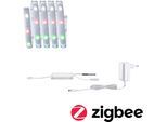 PAULMANN LED-Streifen "MaxLED 250 Basisset Smart Home Zigbee IP44 9W 300l 300lm", silber (silberfarben), Dioden 45 Stk. Flammen 1 Stk., Gesamtlänge 3,38m, Lichterketten, 1,5m, RGBW, beschichtet, LED-Streifen