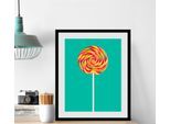 Bild QUEENCE "Lollipop", grün (farbe rahmen: schwarz, farbe bild(er): grün), B:30cm H:40cm, Acrylglas, Holz, Papier, Bilder, Bild, HD Premium Poster-Druck inkl. Holzrahmen