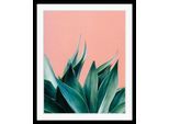 Bild QUEENCE "Romy", rosa (farbe rahmen: schwarz, farbe bild(er): rosa), B:50cm H:70cm, Acrylglas, Holz, Papier, Bilder, Bild, HD Premium Poster-Druck inkl. Holzrahmen