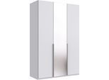 Kleiderschrank WIMEX "Mugano,in 5 Breiten,2 Höhen,2 Tiefen, viele Farben, Made in Germany", weiß (weiß, griffe alufarben), B:135cm H:208cm T:58cm, Holzwerkstoff, Schränke, Kleiderschrank, mit langen Griffen aus Metall, mit oder ohne Spiegel