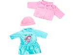Puppenkleidung BAYER "Kleid/Jacke bl. 38 cm", blau (blau, rosa), Puppenkleidung, Baby, Puppenkleidung