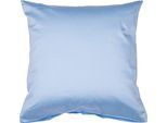 Kissenbezug JANINE "Colors Mako Satin", blau (perlblau), B:50cm L:50cm, Mako-Satin, Obermaterial: 100% Baumwolle, Kissenbezüge, Kissenbezug, mit Reißverschluss, uni Kissenhülle, feinfädig, 100% Baumwolle