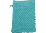 Waschhandschuh ROSS "Smart", blau (lagune), B:16cm L:21cm, Frottier, Handtücher, Waschhandschuh, Uni-Rippe mit Velourslabel