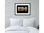 Bild QUEENCE "BERLIN IS CALLING", orange (farbe rahmen: schwarz, farbe bild(er): orange), B:50cm H:40cm, Acrylglas, Holz, Papier, Bilder, Bild, HD Premium Poster-Druck inkl. Holzrahmen