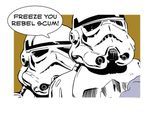 Bild KOMAR "Star Wars Classic Comic Quote Stormtrooper", bunt (farbe bild(er): bunt), B:70cm H:50cm, Holz, Papier, Bilder, Bild, Wandbild zur Dekoration im Kinderzimmer - ohne Rahmen