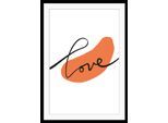 Bild QUEENCE "Liebe", bunt (farbe rahmen: schwarz, farbe bild(er): gelb, grün, blau, pink, türkis), B:50cm H:70cm, Acrylglas, Holz, Papier, Bilder, Bild, HD Premium Poster-Druck inkl. Holzrahmen