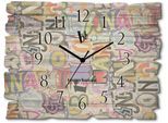 Wanduhr BRUNO BANANI "Letter Puzzle", bunt, B:40cm H:30cm T:0,6cm, Wanduhren, Wanduhr, wahlweise mit Quarz- oder Funkuhrwerk, lautlos ohne Tickgeräusche