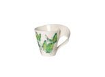 Becher VILLEROY & BOCH "Becher mit Henkel NewWave Caffè 300 ml weiß-grün", bunt (weiß, grün), Porzellan, Trinkgefäße, Becher