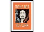 Bild QUEENCE "MAKE ART NOT WAR", schwarz (farbe rahmen: schwarz, farbe bild(er): schwarz, grün), B:50cm H:70cm, Acrylglas, Holz, Papier, Bilder, Bild, HD Premium Poster-Druck inkl. Holzrahmen