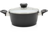 Fleischtopf KRÜGER "Aluguss Topf mit Glasdeckel Oslo", schwarz, H:11cm Ø:24cm, Töpfe, Fleischtopf, für Induktions-Kochfelder geeignet