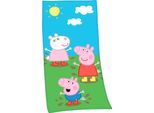 Badetuch "Peppa Pig Velourstuch", bunt, B:75cm L:150cm, Velours, Obermaterial: 100% Baumwolle, Handtücher, Badetuch, hochfarbig bedruckt
