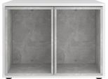 Couchtisch FMD "Joker 2", weiß (weiß, beton la, weiß, weiß), B:67,5cm H:50cm T:67,5cm, Tische, Couchtisch