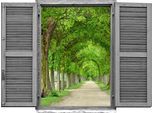 Wandtattoo QUEENCE "Allee", grün, B:80cm H:60cm T:0,1cm, Wandtattoos, Wandtattoo, Wandsticker, Wandbild, selbstklebend, 3D, Fenster