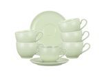 Tasse SELTMANN WEIDEN "Kaffeetassen mit Untertassen Amina 250 ml 6er Set", grün (seladon), 12 tlg., Porzellan, Trinkgefäße, Tasse