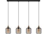 EGLO Hängeleuchte "CHISLE Hängelampe, Vintage, Stahl und Glas, E27, Esszimmerlampe, Lampe", braun (braun, schwarz), H: 110cm, 1 Stk., Leuchten, Hängeleuchte, L130 x B 16,50 x H110, schwarz, brüniert, 4X40W exkl., Hängeleuchte