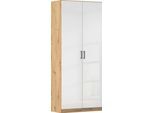 Mehrzweckschrank RAUCH "Garderobe Kleiderschrank Schrank Schuhschrank Putzschrank MINOSA", eiche artisan, hochglanz weiß, griffe graumetallic, B:91cm H:210cm T:41cm, Holzwerkstoff, Schränke, Mehrzweckschrank, In 4 Breiten mit vielen Einlegeböden für viel Stauraum MADE IN GERMANY