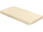 Spannbettlaken BIERBAUM "Jersey", beige (natur), 1 Stk., Jersey, 180-200x190-220 30cm, Jersey, Obermaterial: 95% Baumwolle, 5% Elasthan, Bettlaken, Spannbettlaken, 95 % Baumwolle und 5 % Elasthan für optimale Weichheit und Dehnbarkeit