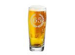 Bierglas LUXENTU "Willi Becher Bierglas mit Gravur 65. Jubiläum 0,5 l transparent", bunt (transparent), 1 tlg., Glas, Trinkgefäße, Bierglas