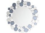 Dekospiegel KAYOOM "Bubble 1925", grau, B:80cm H:1,6cm T:80cm Ø:80cm, Metallhaken, Spiegelglas, Spiegel, Dekospiegel, Wandspiegel