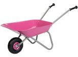 Schubkarre ROLLY TOYS "rollyMetallschubkarre, silber/pink", pink (pink, silber), Schubkarren, KinderB:38cm H:41cm T:80cm, Kunststoff, Metall, Schubkarre, für Kinder; Made in Europe, B:38cm H:41cm T:80cm
