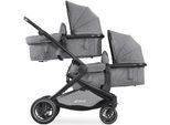 Geschwisterwagen HAUCK "Atlantic Twin, melange grey", Baby, grau (melange grau), Aluminium, Polyester, Kinderwagen Geschwisterwagen, mit schwenk- und feststellbaren Vorderrädern