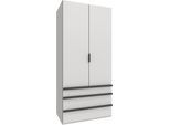 Falttürenschrank WIMEX "Oxford by fresh to go, in der Breite 100cm, in 2 Höhen erhältlich", weiß, Schränke, Weiß, B/H/T: 100cm x 216cm x 58cm, Schubladen: 3 Stk. Türen: 2 Stk. ohne Spiegel, Holzwerkstoff, Falttürenschrank, mit hochwertigen Falttüren für den perfekten Überblick, B:100cm H:216cm T:58cm