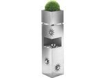 Blumenständer LOCKER "BULLET", silber (silberfarben), B:25cm H:101cm T:25cm, Edelstahl, Pflanzgefäße, Blumenständer