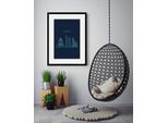 Bild QUEENCE "Leipzig Sightseeing", blau (farbe rahmen: schwarz, farbe bild(er): blau), B:40cm H:50cm, Acrylglas, Holz, Papier, Bilder, Bild, HD Premium Poster-Druck inkl. Holzrahmen