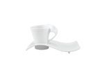 Tasse VILLEROY & BOCH "Espressotasse mit Unterteller NewWave Caffè 80 ml weiß", weiß, Porzellan, Trinkgefäße, Tasse