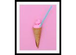 Bild QUEENCE "Vivien", rosa (farbe rahmen: schwarz, farbe bild(er): rosa), B:30cm H:40cm, Acrylglas, Holz, Papier, Bilder, Bild, HD Premium Poster-Druck inkl. Holzrahmen