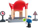 Spielzeugeisenbahn-Gebäude HAPE "Bahnhof mit Durchsagefunktion", bunt, Spielzeugeisenbahn-Erweiterungen, KinderB:28cm H:12cm T:15cm, Holz, Kunststoff, Spielzeugeisenbahn-Gebäude, mit Soundeffekt, B:28cm H:12cm T:15cm