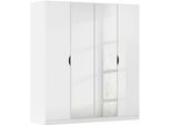 Kleiderschrank RAUCH "Freiham Drehtürenschrank Schrank Garderobenschrank Breite 91cm", weiß (weiß hochglanz), B:181cm H:197cm T:54cm, Holzwerkstoff, Schränke, Kleiderschrank, Schlafzimmerschrank mit Spiegel und Griffmulden BESTSELLER