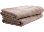 Duschtücher UNCOVER BY SCHIESSER "Brooklyn mit dezenter Bordüre in Hoch-Tief-Optik", grau (taupe), B:70cm L:140cm, Frottier, Frottier, Handtücher, Duschtücher, Made in Green