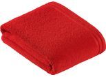 Badetuch VOSSEN "Calypso Feeling", rot (purpur), B:100cm L:150cm, Walkfrottee, Obermaterial: 100% Baumwolle, Handtücher, Badetuch, mit schmaler Bordüre aus 100% Baumwolle, Vegan, einfarbig