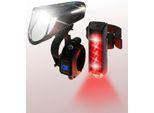 Fahrradbeleuchtung FISCHER FAHRRAD "LED-Akku-Bel. Set PLUS 100/180 Fernlicht + TWIN STOP", schwarz, Fahrradlampen, Fahrradbeleuchtung