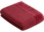 Badetuch VOSSEN "Pure", rot (rot rock), B:67cm L:140cm, Frottier, Obermaterial: 100% Baumwolle, Handtücher, Badetuch, Baumwolle & VEGAN, mit eleganter Veloursbordüre