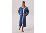 Unisex-Bademantel OTTO HOME "Miia, ideal für Sauna, Spa & im Urlaub" Gr. L, marine, blau, L:125cm, Microfaser, Hausmäntel, Unisex-Bademantel, weich und kuschelig, plüsch, für Damen und Herren, S-XL