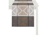 Tischläufer APELT "VERONA, LOFT STYLE, Jacquard", beige (creme, braun, grau), B:44cm L:140cm, Polyester, Tischdecken, Tischläufer