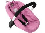 Puppen Autositz CHIC2000 "mit Adapter", jeans pink, Puppenausstattungen, KinderB:30cm H:35cm T:30cm, Kunststoff, Polyester, Stahl, Puppen Autositz, passend für Puppenwagen Mika, Nele, Jara, Linus und Linus Duo, B:30cm H:35cm T:30cm