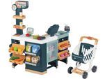Kaufladen SMOBY "Supermarkt Maxi mit Einkaufswagen", blau, Kaufläden, KinderB:80cm H:90cm T:60cm, Kunststoff, Kaufladen, mit Sound- und Lichteffekten; Made in Europe, B:80cm H:90cm T:60cm