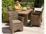 Garten-Essgruppe MERXX "Toskana", beige (natur), Obermaterial: 100% Polyester. Füllung: 100% Polyurethan, Sitzmöbel-Sets, Garten-Essgruppe, Aluminium, Polyrattan, Akazienholz FSC 100 %, geeignet für 6 Personen