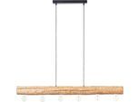 BRILLIANT Pendelleuchte "Trabo", braun (holzfarben), 6, 1 Stk., Leuchten, 105cm Höhe, 115cm Breite, 6x E27, kürzbar, Holz/Metall, kiefer gebeizt, Pendelleuchte